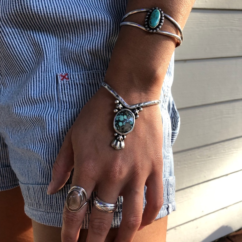 Silver and turquoise bracelet